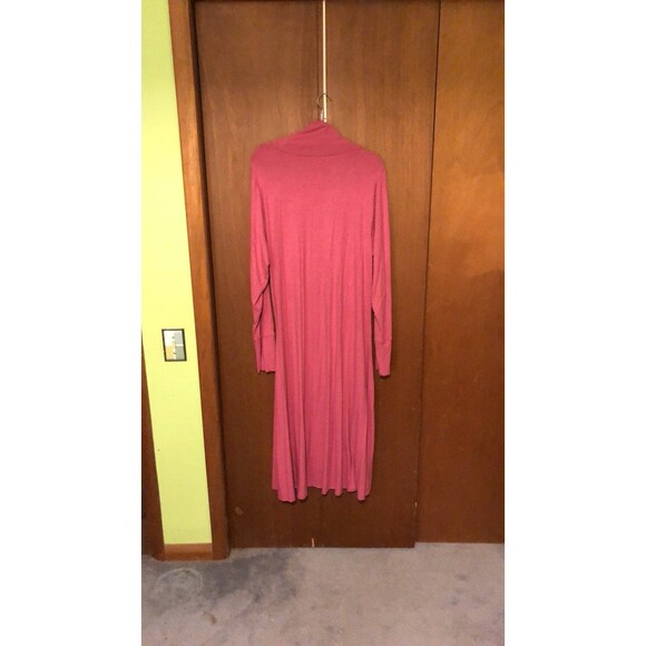 Anthropologie Mock Neck Long-Sleeved Ruched Pink Maxi Dress 3X - Picture 5 of 8